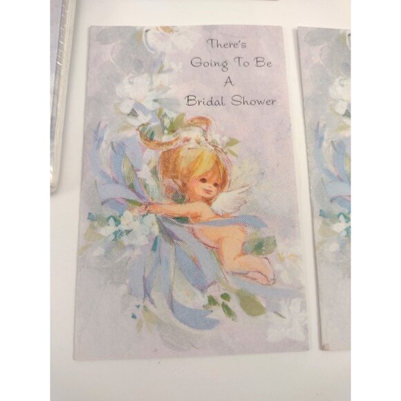 Vintage Bridal Shower Invitations Cherub Design Set Of 10 American Greetings NEW - Picture 2 of 6